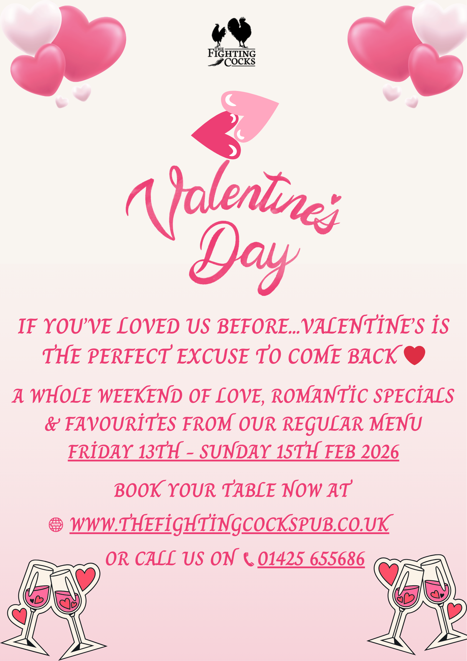 Valentine’s Weekend at The Fighting Cocks